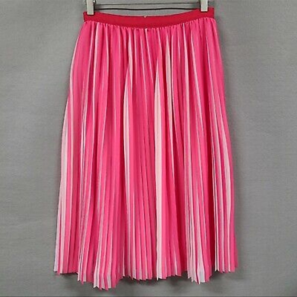 Pleated Pink Midi Skirt - Women's Summer Skirt - Picture 6 of 7